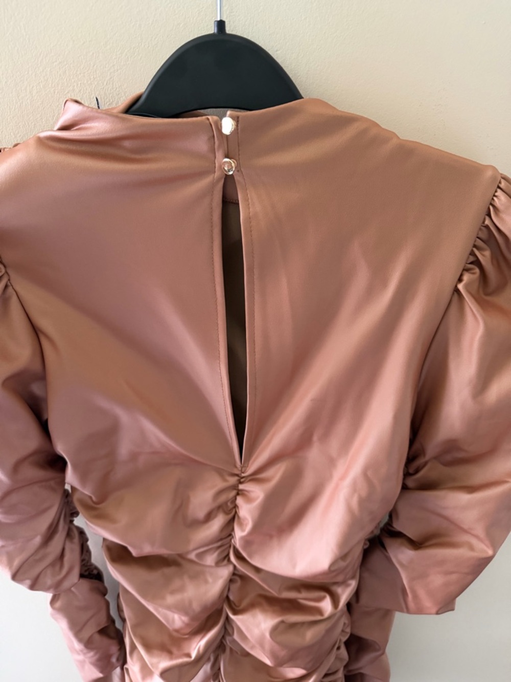 ASOS Tan leather Ruched Mini Dress - Picture 7 of 9